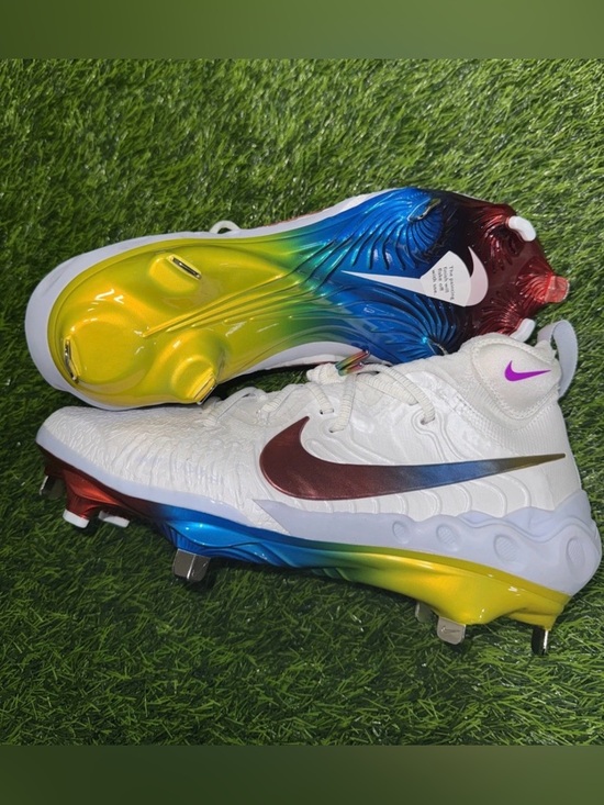 Nike Alpha Huarache NXT ‘Rainbow’ Baseball Cleats DJ6517-106 Men Sz 8.5
